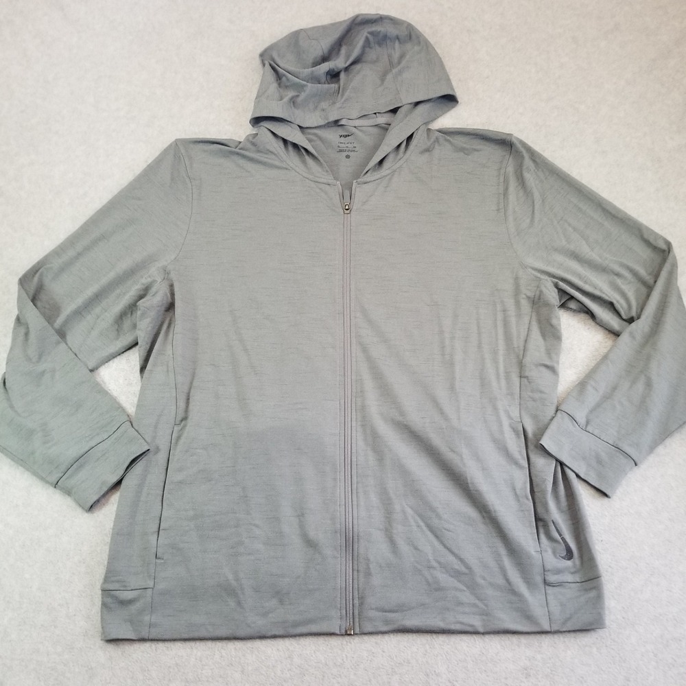 Nike Hoodie Mens Extra Large Gray Yoga Dri-Fit Full Zip Jacket CZ2217-068 Active